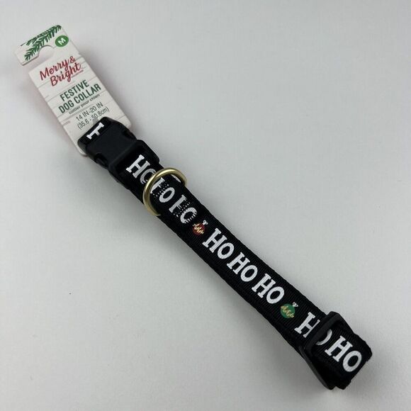 No Brand Other - Merry & Bright Adjustable Holiday Themed Dog Collar.  “Ho Ho Ho” Black Size M